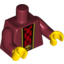 Набор LEGO Torso Robe with Gold Trim over Red Shirt with Black Skulls and Belt with Gold Skull Buckle Print / Dark Red Arms / Yellow Hands, Темно-красный