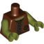 Набор LEGO Torso Vest Tattered with Laces and Patch over Dark Brown Shirt Print / Olive Green Arms / Olive Green Hands, Красно-коричневый