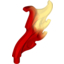 Набор LEGO Wave Rounded Wing Shaped with Pin (Flame) with Marbled Trans Yellow Pattern, Прозрачный красный