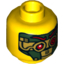 Набор LEGO Minifig Head Dual Sided Female Black Eyebrows, Eyelashes, Brown Lips / Green and Gold Robot, Red Eyes and Eyebrows Print [Hollow Stud], Желтый