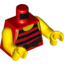 Набор LEGO Torso Pirate Stripes Black with Brown Belt with Buckle Print / Yellow Arms / Yellow Hands, Красный