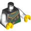 Набор LEGO Torso Ninjago Robe with Dark Green Sash, Gold Asian Characters, Torn with Purple Tattoo on Back Print / White Arms / Yellow Hands, Черный