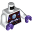 Набор LEGO Torso Ninjago Snake with Light Blue Gem and Copper Snake Heads Buckle Print / White Arms / Dark Purple Hands, Белый
