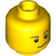 Набор LEGO Minifig Head Male Brown Eyebrows, Black Eyes with White Pupils, Crooked Smile with Brown Dimple Print [Hollow Stud], Желтый