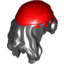 Набор LEGO Minifig Hair Female Mid-Length with Part over Front of Right Shoulder with Red Rag Wrap / Bandana Print, Черный