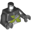 Набор LEGO Torso Race Jacket with Zipper and Lime, Silver and White 'XTREME' Print / Black Arms / Dark Bluish Gray Hands, Черный