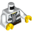 Набор LEGO Torso Town Prisoner Open Jacket with Dark Bluish Gray Prison Stripes, Rope Belt, Tooth Necklace Print / White Arms / Yellow Hands, Белый