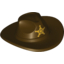 Набор LEGO Minifig Hat, Very Wide Brim, Outback Style (Fedora) with Gold Sheriff Star Print, Темно-коричневый
