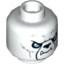 Набор LEGO Minifig Head Alien Chima Bear with Black Nose, White Fang, Blue Eyes and Gray Fur Print (Icepaw) [Hollow Stud], Белый