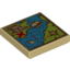 Набор LEGO Tile 2 x 2 with Map Blue and Green with Sailing Ship, Treasure Chest and Red 'X' Print, Tan