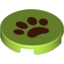 Набор LEGO Tile Round 2 x 2 with Bottom Stud Holder with Brown Paw Print, Лайм