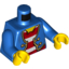 Набор LEGO Torso Pirate Open Jacket over Red and White Striped Shirt, Gold Trim and Buttons Print / Blue Arms / Yellow Hands, Голубой