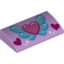 Набор LEGO Slope Curved 2 x 4 x 2/3 No Studs with Bottom Tubes with Pink Heart on Blue Wings, White Circles and 2 Magenta Hearts Print, Lavender