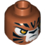 Набор LEGO Minifig Head Alien Chima Tiger with Orange Eyes, White Face and Black Stripes Print (Tazar) [Hollow Stud], Темно-оранжевый