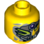 Набор LEGO Minifig Head Alien with Metal Mask, Purple Juwel, Green Eye, Pointed Teeth Print [Hollow Stud], Желтый