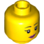 Набор LEGO Minifig Head Dual Sided Female Black Eyebrows, Pink Lips, Eyelashes / Sunglasses with Purple Frames Print [Hollow Stud], Желтый