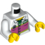 Набор LEGO Torso Blouse with Buttons, Dark Pink Panel and Name Badge Print / White Arms / Yellow Hands, Белый