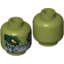 Набор LEGO Minifig Head Alien Chima Crocodile with Dark Green Rimmed Eyes and Metallic Silver Plates with Rivets Lower Jaw Print [Hollow Stud], Оливковый