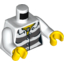 Набор LEGO Torso Town Prisoner Female, Dark Bluish Gray Stripes, Buttons and ID Tag Print / White Arms / Yellow Hands, Белый
