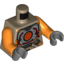 Набор LEGO Torso Silver Body Armor with Orange Straps Print / Orange Arms / Dark Bluish Gray Hands, Dark Tan