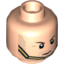 Набор LEGO Minifig Head Dual Sided Brown Eyebrows, Stubble Beard, Gold Chin Strap, Serious / Clenched Teeth Print (Hawkman) [Hollow Stud], Light Flesh