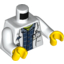 Набор LEGO Torso Lab Coat with Pockets and ID Badge over Plaid Shirt and Lime Top and 'AC RESEARCH' on Back Print / White Arms / Yellow Hands, Белый