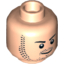 Набор LEGO Minifig Head Dual Sided Beard Stubble, Black Eyebrows, Smirk / Clenched Teeth Angry Print (Quicksilver) [Hollow Stud], Light Flesh
