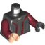 Набор LEGO Torso Vest with Collar, Dark Red Panels and Pockets with Silver Zippers Print / Dark Red Arms / Light Flesh Hand Right / Black Hand Left, Черный