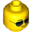 Набор LEGO Minifig Head Glasses with Black and Silver Sunglasses, Chin Dimple, Grim Mouth Print [Hollow Stud], Желтый