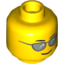 Набор LEGO Minifig Head Glasses with Silver Sunglasses, Eyebrows and Thin Grin Print [Hollow Stud], Желтый