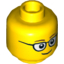Набор LEGO Minifig Head Glasses with Brown Thin Eyebrows, Smile Print [Hollow Stud], Желтый