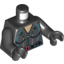 Набор LEGO Torso Female Silver Zippered Suit with Belt, Red Buckle and Dark Azure Lines Print (Black Widow) / Black Arms / Black Hands, Черный
