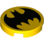 Набор LEGO Tile 2 x 2 Round with Bottom Stud Holder with Black Batman Logo Print, Желтый