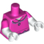 Набор LEGO Torso Shirt with Collar, Lavender Ruffles and Button Pattern / White Arms with Dark Pink Short Sleeves Pattern / White Hands, Темно-розовый