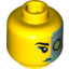 Набор LEGO Head Female Black Eyebrow, Dark Azure Lips, Dark Azure and Silver Cyborg Eyepiece Pattern, Желтый