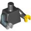 Набор LEGO Torso Plain / Black Arm Left / Black Arm Right with Silver Mechanical Pattern / Yellow Hand Left / Light Bluish Gray Hand Right, Черный