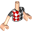 Набор LEGO Friends Torso Girl - Top with Red and Black Diamonds Harlequin print - Black Short Sleeves on Light Flesh Arms and Hands, Light Flesh