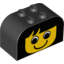 Набор LEGO Brick 2 x 4 x 2 with Curved Top with Yellow Girl Face Print, Черный