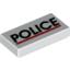 Набор LEGO Tile 1 x 2 with Black "POLICE" and Red Line Print, Белый