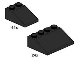 Набор LEGO 10054 Скошенные кирпичики, 33 градуса, черные, 3 x 2 и 3 x 4