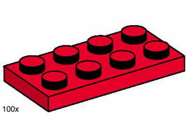 Набор LEGO 3485 Пластины 2 x 4, красные