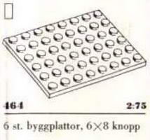 Набор LEGO 464 Пластины 6 x 8, белые