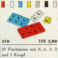 Набор LEGO 470 Пластины 1 x 1, 1 x 2, 2 x 2, 2 x 3, 2 x 4