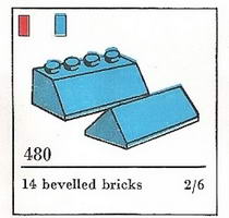 Набор LEGO 480-4 Черепица и конек, 2 x 4, красный