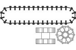 Набор LEGO 970040 Caterpillar Hub and Tread (Set of 2 treads 4 Hubs)