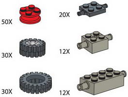 Набор LEGO 970684 Wheels (Tires hubs axle plates and bricks)