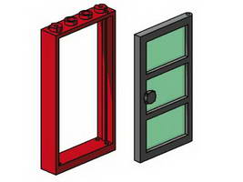Набор LEGO B003 Red Frame, Black Door, Green Pane