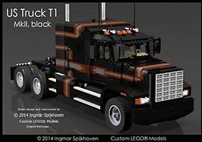 Набор LEGO MOC-1495 Тягач T1 MkII, Черный