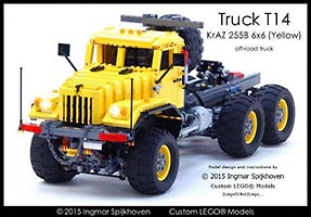 Набор LEGO MOC-3730 3-х осный тягач КрАЗ 225, желтый