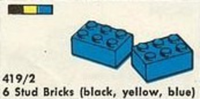 Набор LEGO 419.2 Кирпичики, размер 6, цвета: черный, желтый, синий